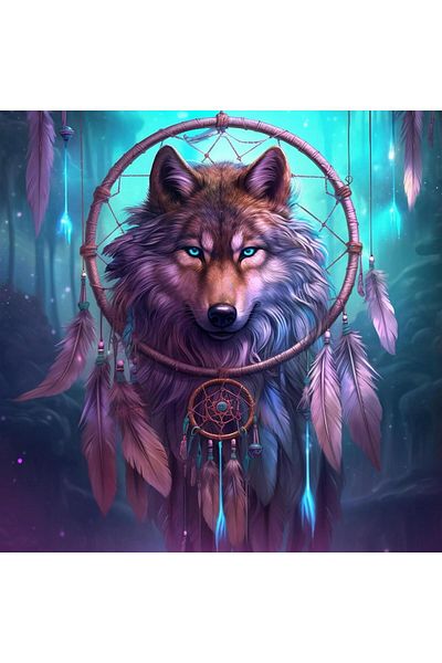 pixartsanat Dream Catcher Wolf Pixart Art Diamond Mosaic Painting Diamond Turkey 30X30