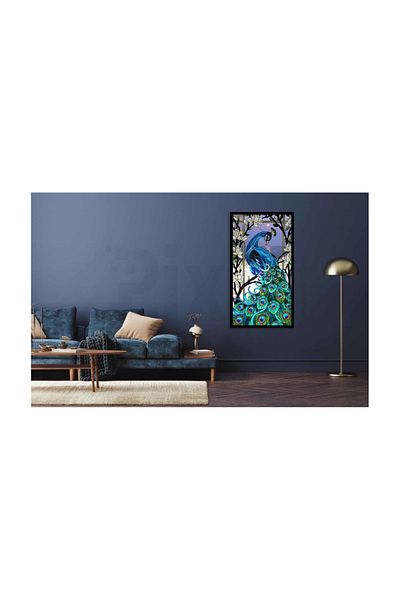 pixartsanat Peacock in the Frame Pixart Art Diamond Mosaic Painting Daimond Turkey 32*60