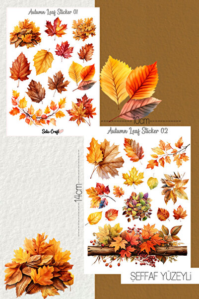 SelisCraft Autumn Leaf Temalı Şeffaf Sticker Seti 01-02 Ajanda Planlayıcı Bul...