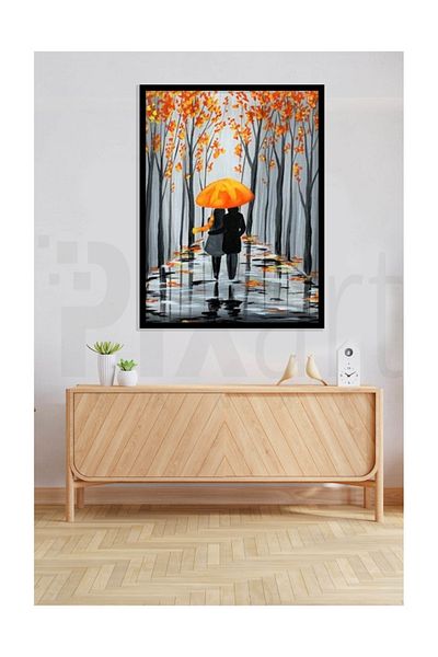 pixartsanat Double Pixart Art Diamond Mosaic Painting with Umbrella Diamond Türkiye 43*56