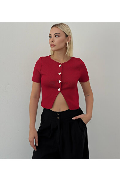 Somut istanbul Women's Metal Buttoned Knitwear Vest Cardigan