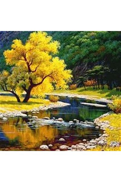 pixartsanat Yellow Tree Pixart Art Diamond Mosaic Painting Diamond Turkey 53*53