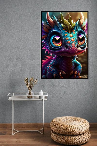 pixartsanat Puppy Dragon 30*40cm Pixart Art Diamond Mosaic Painting Diamond Turkey