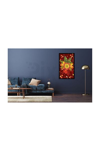 pixartsanat Pixart Art - Autumn Themed Leaf Dress Mosaic Painting, Diamond - Turkey 45*78