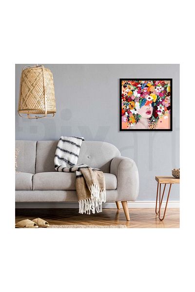 pixartsanat Flower Woman Pixart Art Diamond Mosaic Painting Diamond Turkey 51*51