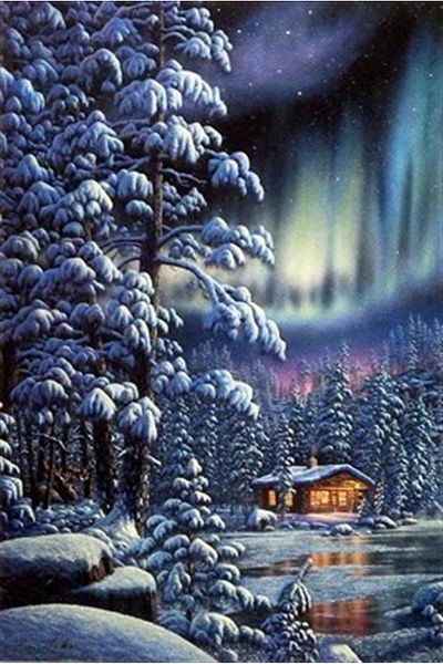 pixartsanat Night Snow Scenery Pixart Art Diamond Mosaic Painting Diamond Türkiye41*58