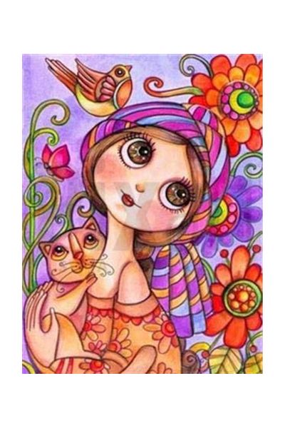 pixartsanat Girl in the Pattern Pixart Art Diamond Mosaic Painting Diamond Turkey 46*61