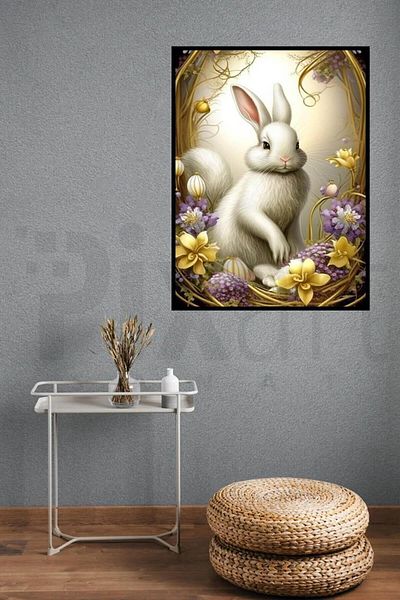 pixartsanat Rabbit Flower 30*40cm Pixart Art Diamond Mosaic Painting Diamond Turkey