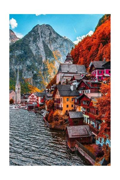 pixartsanat Hallstatt Lake Pixart Art Diamond Mosaic Painting Diamond Turkey 43*50
