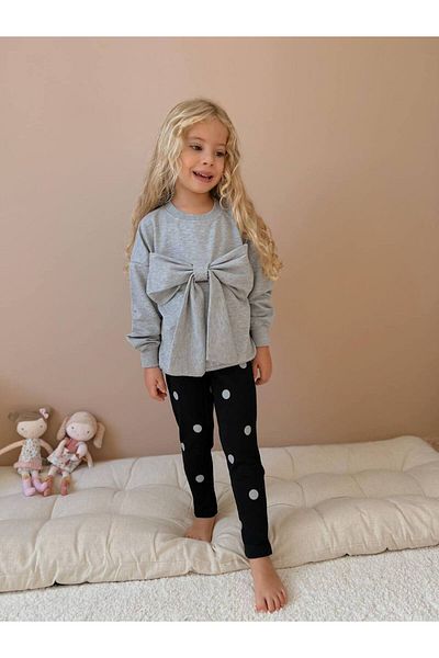 YİGİT BUTİK Yigit Boutique Girl's Set with Bow Detail and Tights