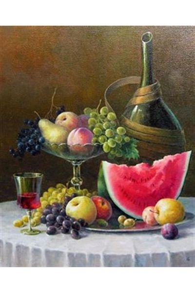 pixartsanat Mixed Fruits And Wine PixArt Art Diamond Mosaic Painting Diamond Turkey 41*51