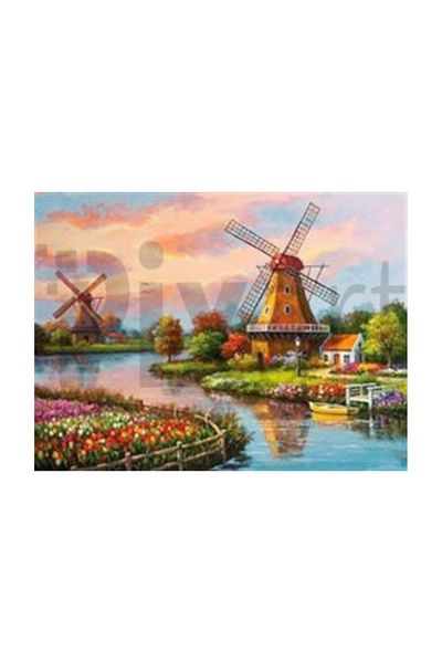 pixartsanat Mills on the Edge of the Creek Pixart Art Diamond Mosaic Painting Diamond Turkey 70*50