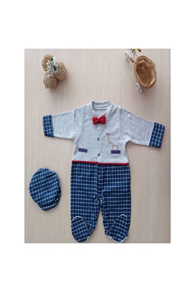 Narnuga Mi̇rayli̇fe 0-3 3-6 Months Baby Boy Jumpsuit with Pocket Watch, Cap a...