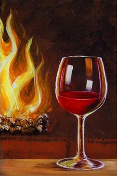 pixartsanat Wine on the Fireplace Pixart Art Diamond Mosaic Painting Diamond Turkey 33*51