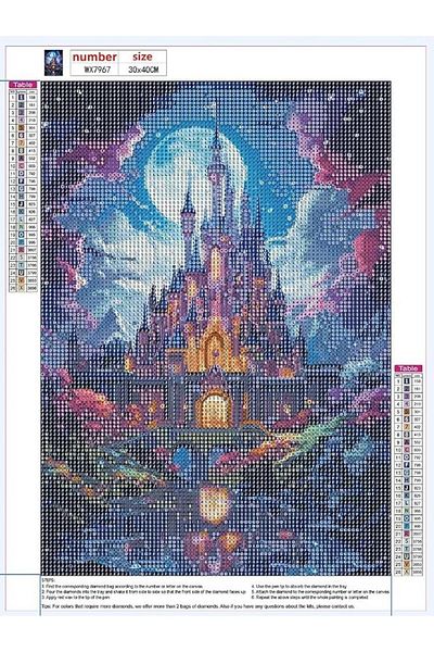 pixartsanat Diamond Turkey 30X40 - Castle on the Moon Light Pixart Art Diamond Mosaic Painting
