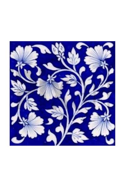 pixartsanat White Pattern on Blue Background Pixart Art Diamond Mosaic Painting Diamond Türkiye 57*57