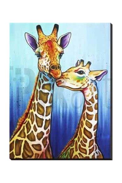 pixartsanat Happy Giraffes with Mother and Baby PixArt Art Diamond Mosaic Painting Daimond Turkey 43*58