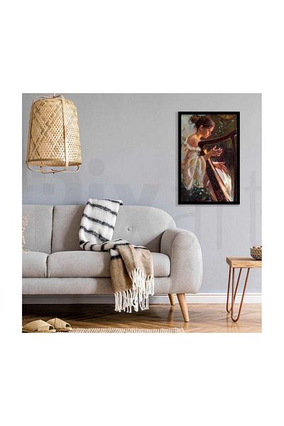 pixartsanat Beautiful Woman Playing Harp Pixart Art Diamond Mosaic Painting Diamond Turkey 40*60