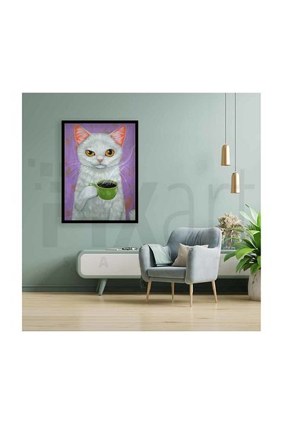 pixartsanat Coffee Crazy Cat Pixart Art Diamond Mosic Painting Daimond Türkiye 43*55