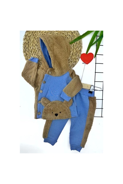 Narnuga Mi̇rayli̇fe 6-12-18-24 Months Button Closure Hooded Jacket with Welso...