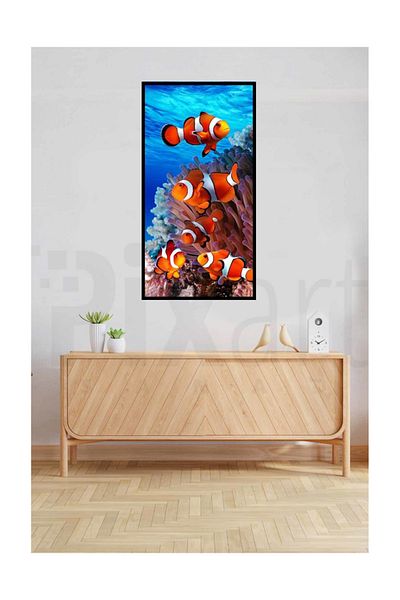 pixartsanat Clown Fish Family Pixart Art Diamond Mosaic Painting Diamond Turkey 28*53