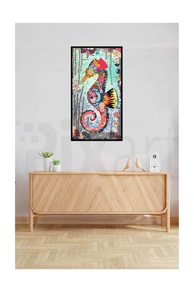 pixartsanat Colorful Beads Sea Horse Pixart Art Diamond Mosaic Painting Daimond Turkey 43*78
