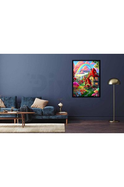 pixartsanat Rainbow Hut 30*40 PixArt Art Diamond Mosaic Painting Diamond Turkey
