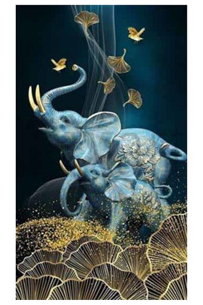 pixartsanat Cheerful Elephants Pixart Art Diamond Mosic Painting Daimond Turkey 43*73