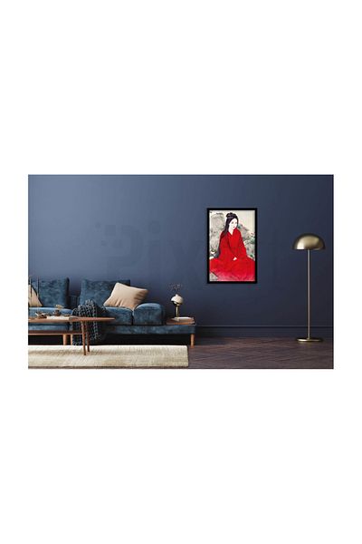 pixartsanat Japanese Woman in Red Dress Pixart Art Diamond Mosaic Painting Diamond Turkey 40*60