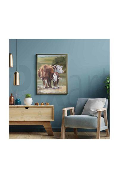 pixartsanat Cow and Cub Pixart Art Diamond Mosaic Painting Diamond Turkey 40*60