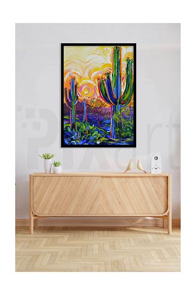 pixartsanat Pattern Cactus Pixart Art Diamond Mosaic Painting Diamond Turkey 43*58