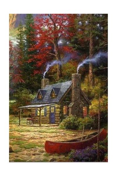 pixartsanat Hut Inside the Forest Pixart Art Diamond Mosaic Painting Diamond Turkey 46*69