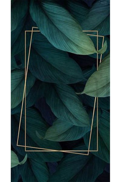 pixartsanat Green Leaves And Gold Frame Pixart Art Diamond Mosaic Painting Diamond Türkiye 40*60