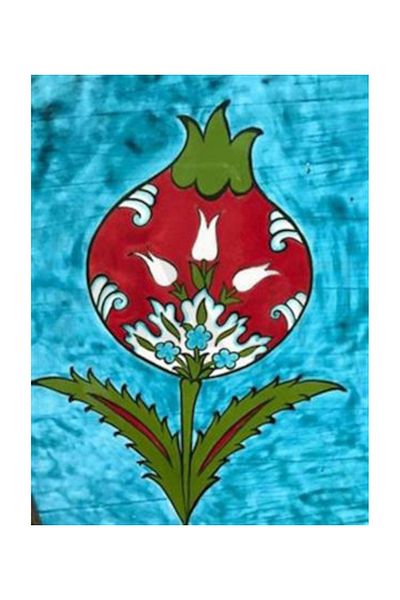 pixartsanat Turquoise Background Red Tulip Pixart Art Diamond Mosaic Painting Diamond Türkiye 40*53