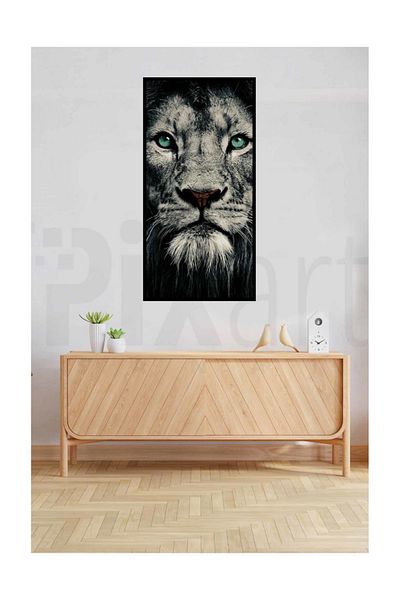 pixartsanat Beautiful Eyed Lion Pixart Art Diamond Mosic Painting Daimond Türkiye 27*53