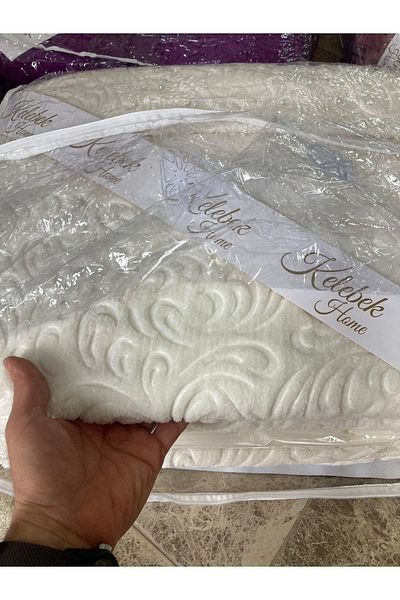 Kelebek Set cuvertură de pat cuvertură dublă din dantelă, culoare crem, cu fermoar în geantă