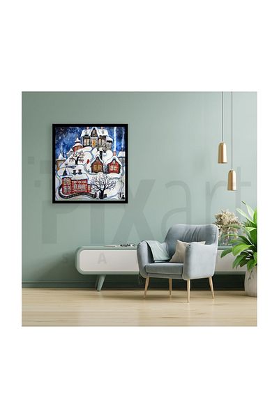 pixartsanat Snowy Houses Pixart Art Diamond Mosaic Painting Diamond Turkey 56*56