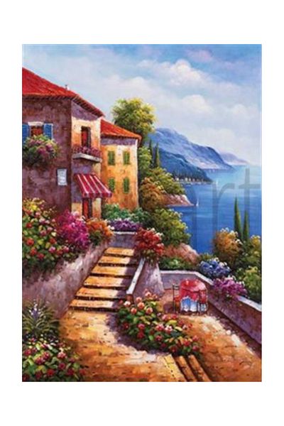 pixartsanat Sea View House Pixart Art Diamond Mosaic Painting Diamond Türkiye 35*50