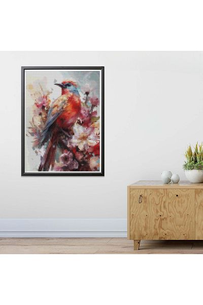 pixartsanat Bird Pixart Art Diamond Mosaic Painting Diamond Turkey 30X40