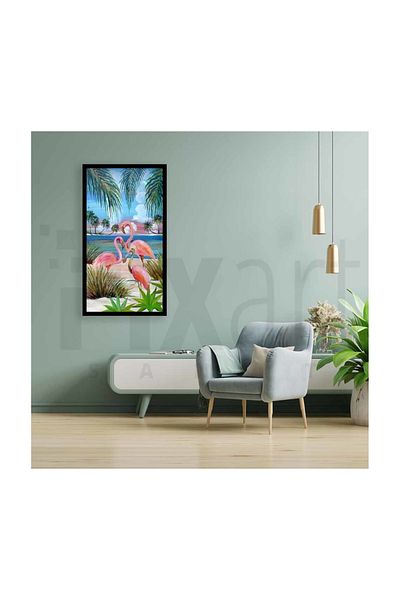 pixartsanat Flamingos on the Tropical Island Pixart Art Diamond Mosaic Painting Diamond Turkey 38*66