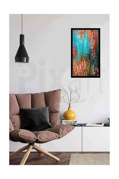 pixartsanat Blue Orange Pattern Pixart Art Diamond Mosaic Painting Diamond Turkey 40*71