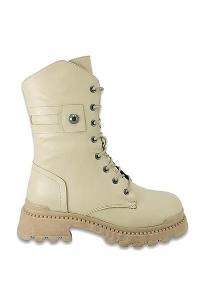 ALBİNİ Albini 100024 Genuine Leather Casual Boots-Beige