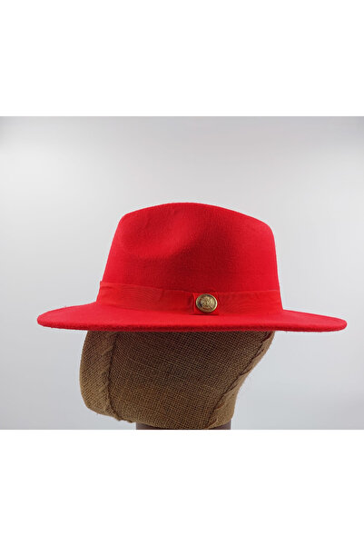 BALIENTE Red Metal Button Detailed Panama Sombrero Hat