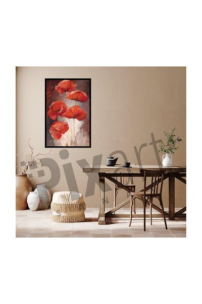 pixartsanat Red Poppies Pixart Art Diamond Mosaic Painting Diamond Turkey 40*58