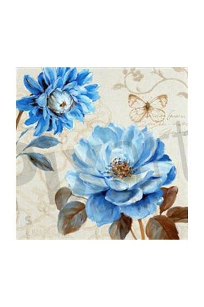 pixartsanat Blue Floral Wallpaper Pixart Art Diamond Mosaic Painting Diamond Turkey 53*53