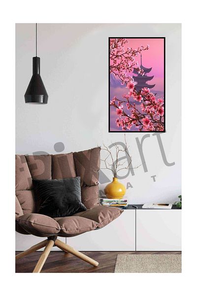 pixartsanat Japanese Cherry Blossom Pixart Art Diamond Mosaic Painting Diamond Turkey 35*60