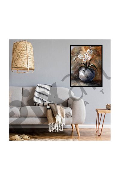pixartsanat Flower in Concrete Pot Pixart Art Diamond Mosaic Painting Diamond Turkey 36*51