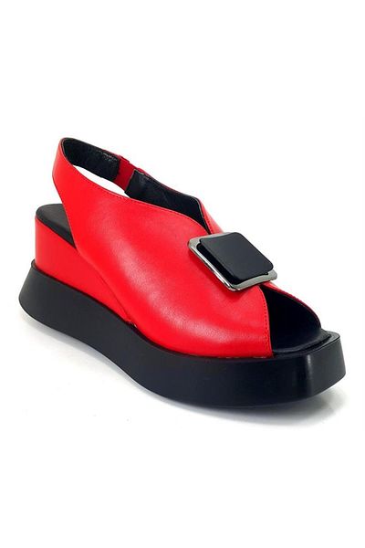 ALBİNİ Albini 10240 Genuine Leather Women's Daily Sandals-red
