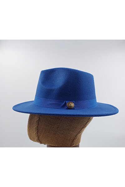 FELLMENS Сакс Синя Металева Кнопка Деталізована Панамська Фетрова Капелюх