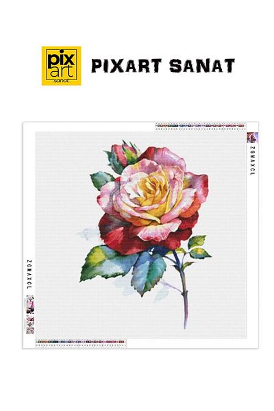 pixartsanat Colorful Rose 50x50 PixArt Art Diamond Mosaic Painting Diamond Türkiye